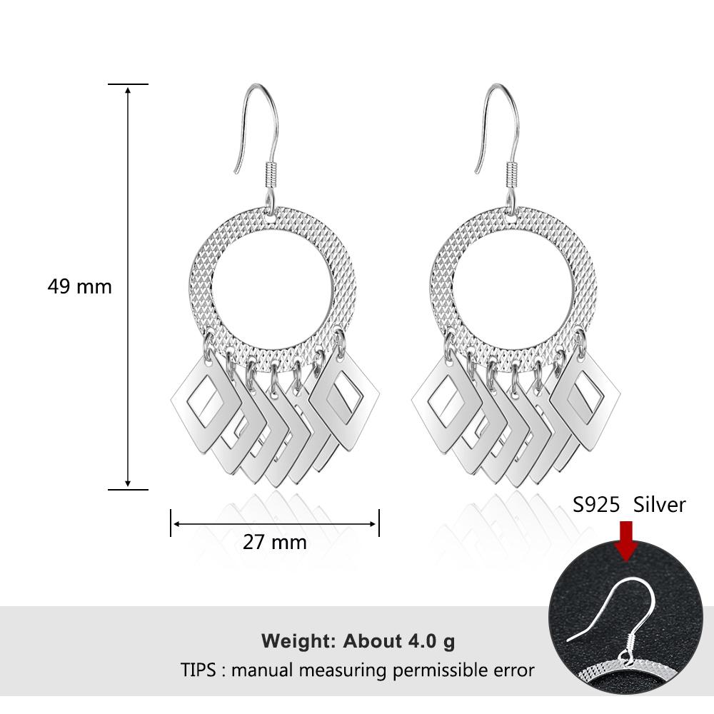 925 Sterling Silver Hollow Circle Rhombus Drop Earrings, Party Fashion Jewelry for Women-Customized Jewel