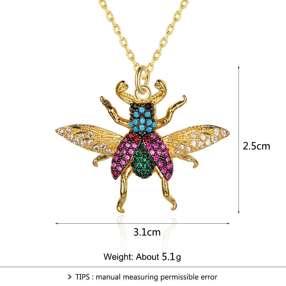Honey Bee Insect Pendant Necklace, Cubic Zirconia Fashion Jewelry for Women, Perfect Gift for Her-Customized Jewel
