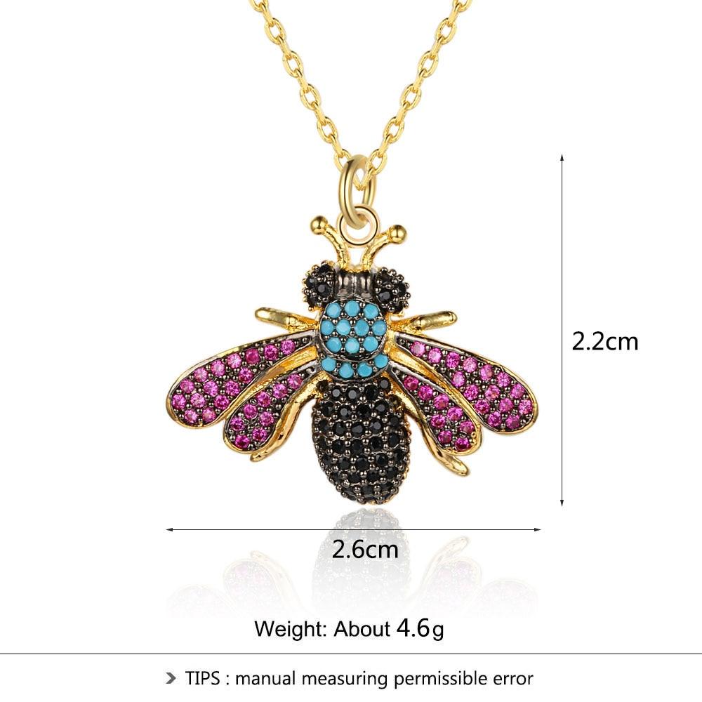 Crystal Vintage Bee Necklace with Pendant - Stylish Neckpiece for Women-Customized Jewel