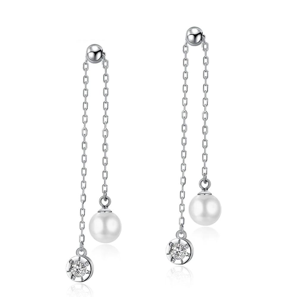 Fashion Tassel Simulated Pearl Accessorise 925 Sterling Silver Lonv Dangle Earrings For Women Party Jewelry-Customized Jewel