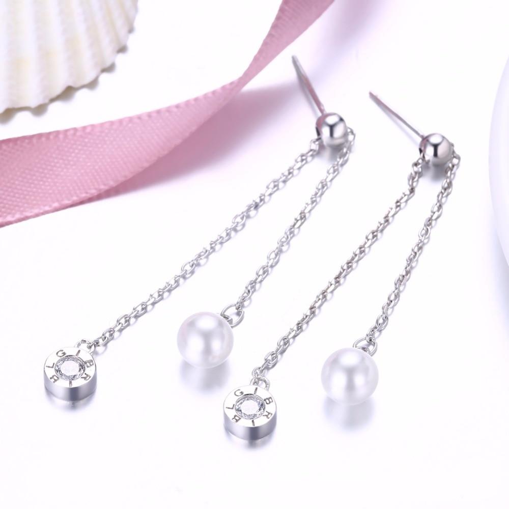 Fashion Tassel Simulated Pearl Accessorise 925 Sterling Silver Lonv Dangle Earrings For Women Party Jewelry-Customized Jewel