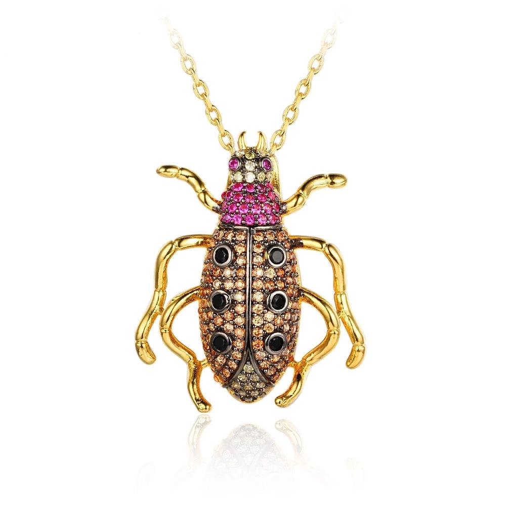 Animal Pendants Necklace - Beetle Cockroach Insect Pendant - Jewelry Gift for Women - Gold brooch Necklace-Customized Jewel