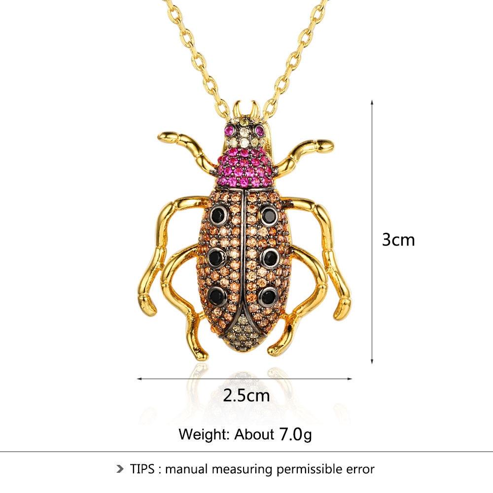 Animal Pendants Necklace - Beetle Cockroach Insect Pendant - Jewelry Gift for Women - Gold brooch Necklace-Customized Jewel