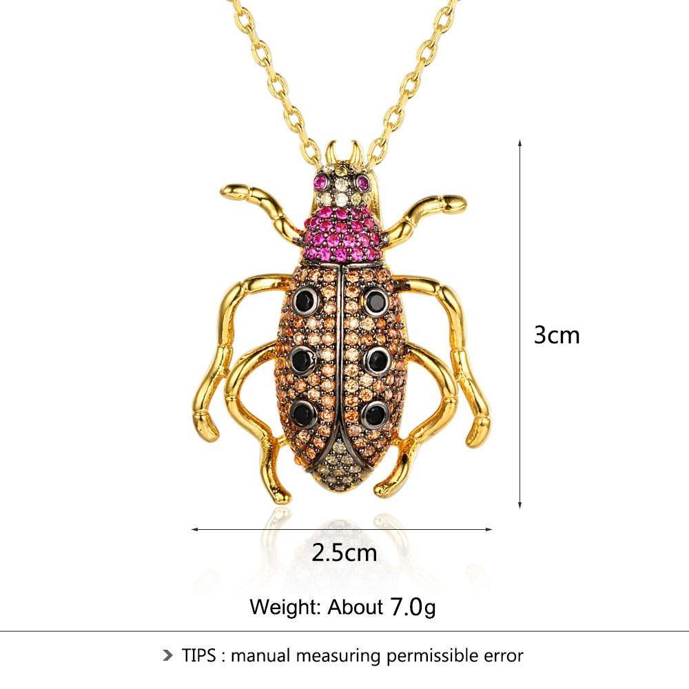 Animal Pendants Necklace - Beetle Cockroach Insect Pendant - Jewelry Gift for Women - Gold brooch Necklace-Customized Jewel