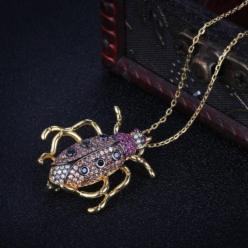 Animal Pendants Necklace - Beetle Cockroach Insect Pendant - Jewelry Gift for Women - Gold brooch Necklace-Customized Jewel