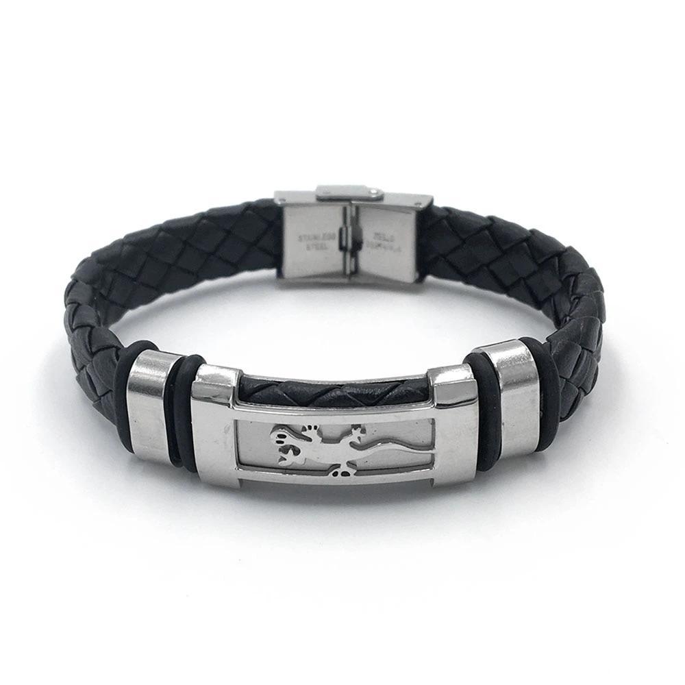 Stainless Steel Genuine Leather Trendy Black Bracelets for Women, Best Gift for Special Occasion-Customized Jewel