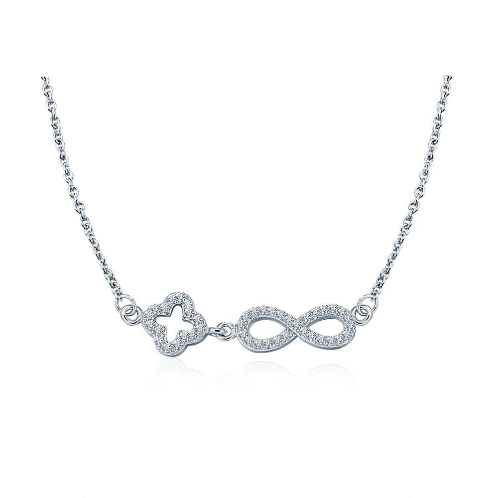 Genuine 925 Sterling Silver Romantic Necklace, Endless Love Pendant with Cubic Zirconia, Newest Fashion Jewelry Gift for Wedding-Customized Jewel