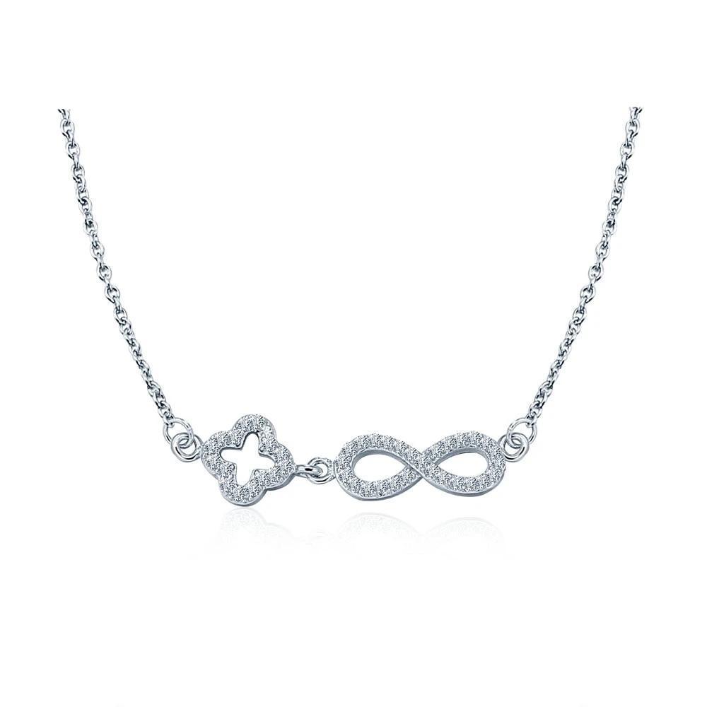 Genuine 925 Sterling Silver Romantic Necklace, Endless Love Pendant with Cubic Zirconia, Newest Fashion Jewelry Gift for Wedding-Customized Jewel