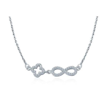 Genuine 925 Sterling Silver Romantic Necklace, Endless Love Pendant with Cubic Zirconia, Newest Fashion Jewelry Gift for Wedding-Customized Jewel