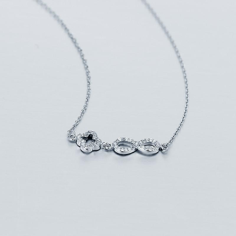 Genuine 925 Sterling Silver Romantic Necklace, Endless Love Pendant with Cubic Zirconia, Newest Fashion Jewelry Gift for Wedding-Customized Jewel