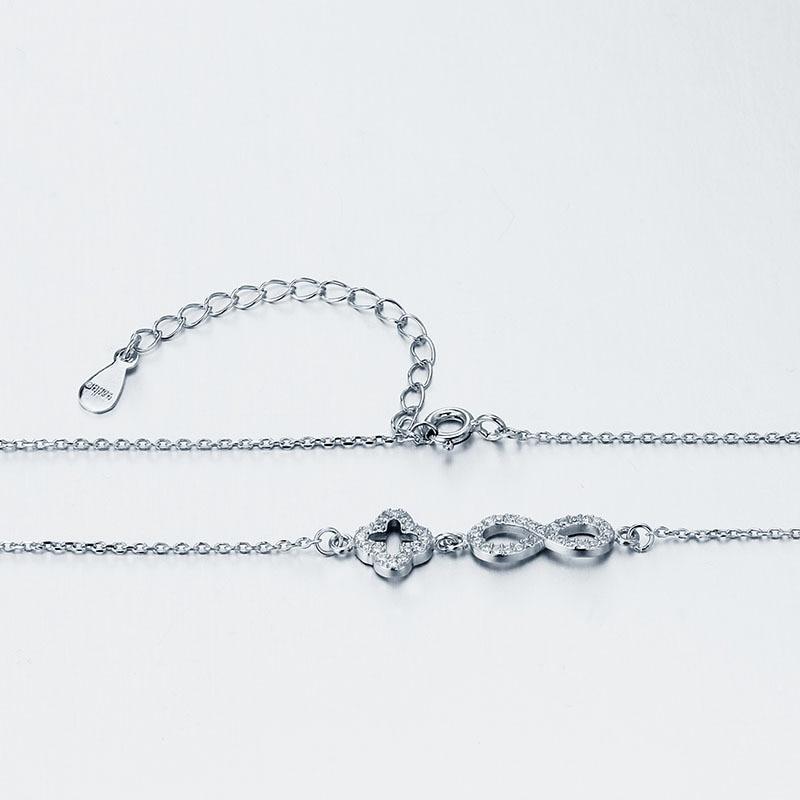 Genuine 925 Sterling Silver Romantic Necklace, Endless Love Pendant with Cubic Zirconia, Newest Fashion Jewelry Gift for Wedding-Customized Jewel