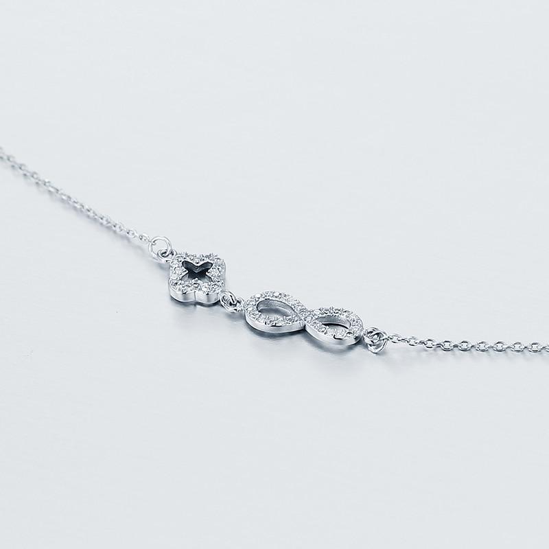 Genuine 925 Sterling Silver Romantic Necklace, Endless Love Pendant with Cubic Zirconia, Newest Fashion Jewelry Gift for Wedding-Customized Jewel