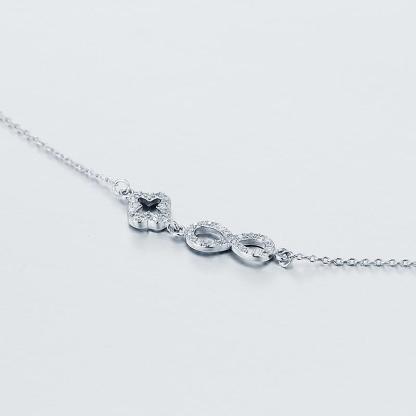 Genuine 925 Sterling Silver Romantic Necklace, Endless Love Pendant with Cubic Zirconia, Newest Fashion Jewelry Gift for Wedding-Customized Jewel