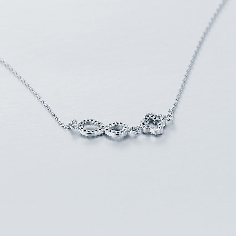 Genuine 925 Sterling Silver Romantic Necklace, Endless Love Pendant with Cubic Zirconia, Newest Fashion Jewelry Gift for Wedding-Customized Jewel