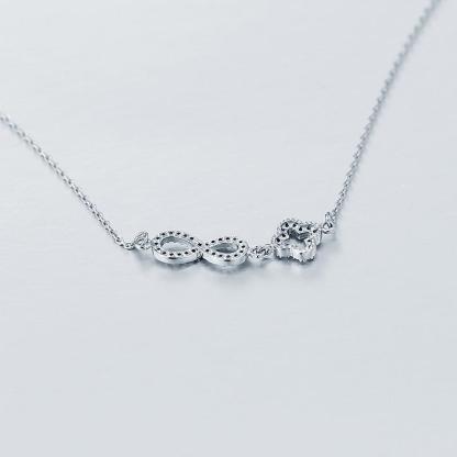 Genuine 925 Sterling Silver Romantic Necklace, Endless Love Pendant with Cubic Zirconia, Newest Fashion Jewelry Gift for Wedding-Customized Jewel