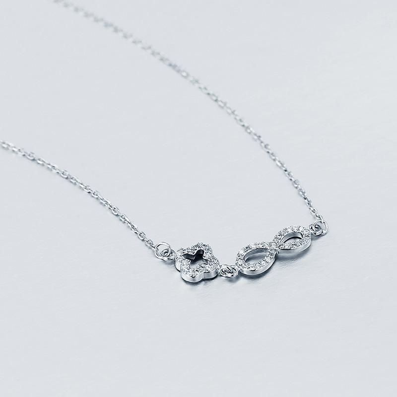 Genuine 925 Sterling Silver Romantic Necklace, Endless Love Pendant with Cubic Zirconia, Newest Fashion Jewelry Gift for Wedding-Customized Jewel