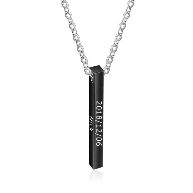 Personalized Stainless Steel Engraved Name Strip Pendant Necklaces, 3 Color Options, Fashion Gift for Women-Customized Jewel