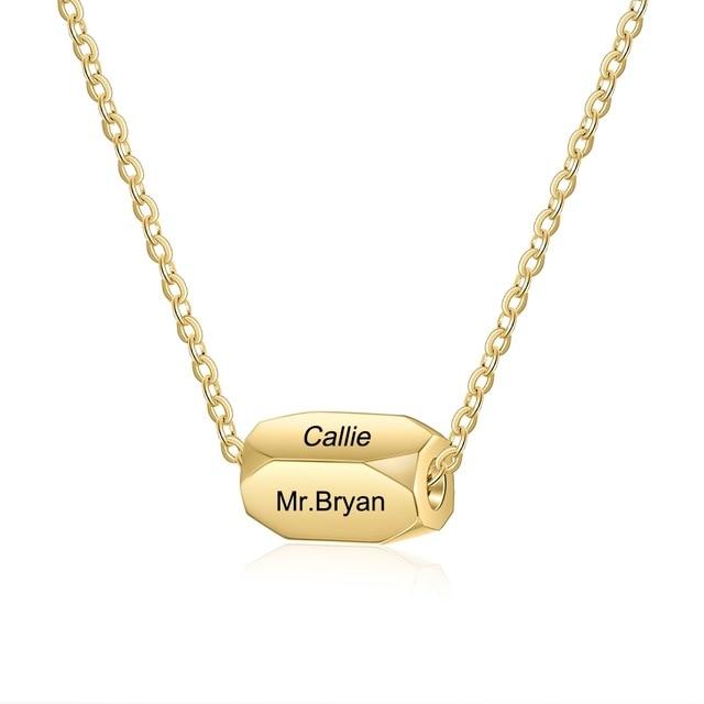 Personalised Stainless Steel 3 Color Strip Fashion Necklace with Engraved Name Pendant-Customized Jewel