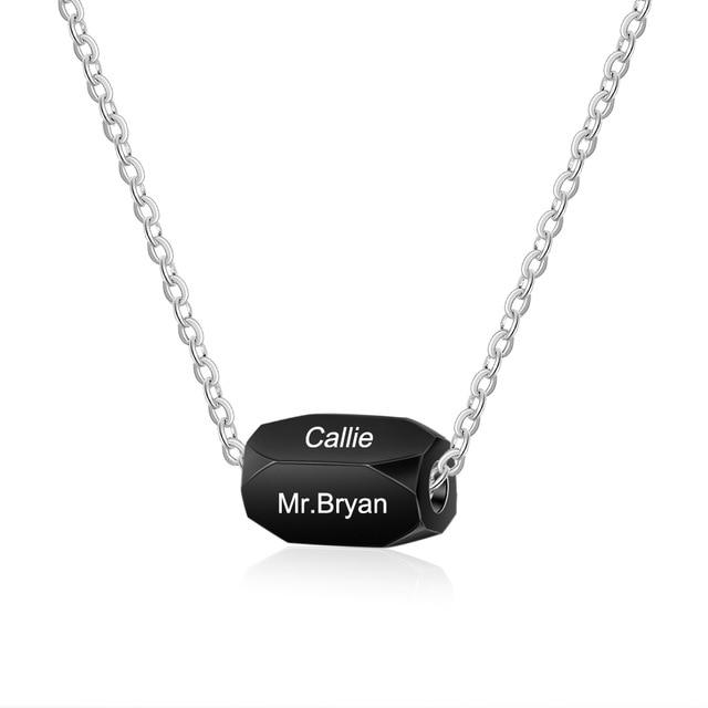 Personalised Stainless Steel 3 Color Strip Fashion Necklace with Engraved Name Pendant-Customized Jewel