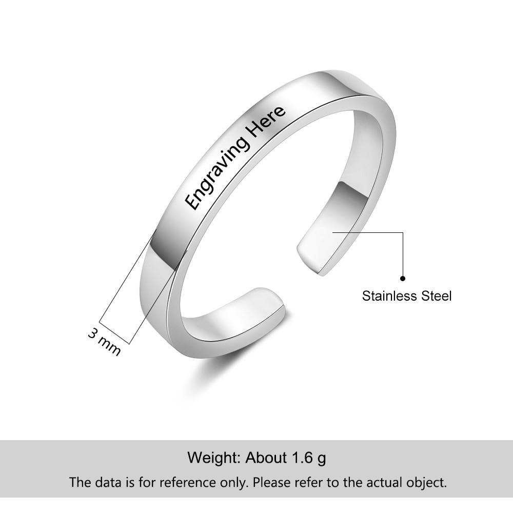 Classic Personalized Gift Engraved Name Stainless Steel Adjustable Rings-Customized Jewel