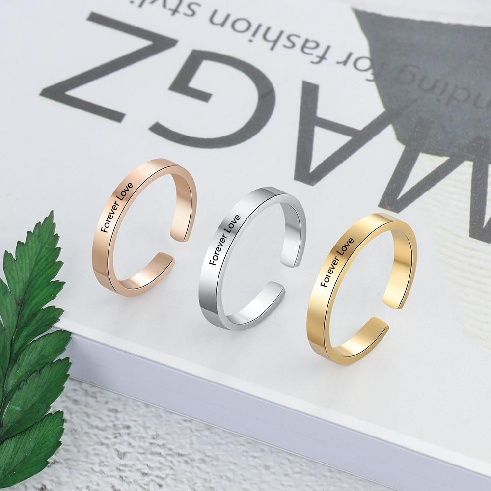 Classic Personalized Gift Engraved Name Stainless Steel Adjustable Rings-Customized Jewel