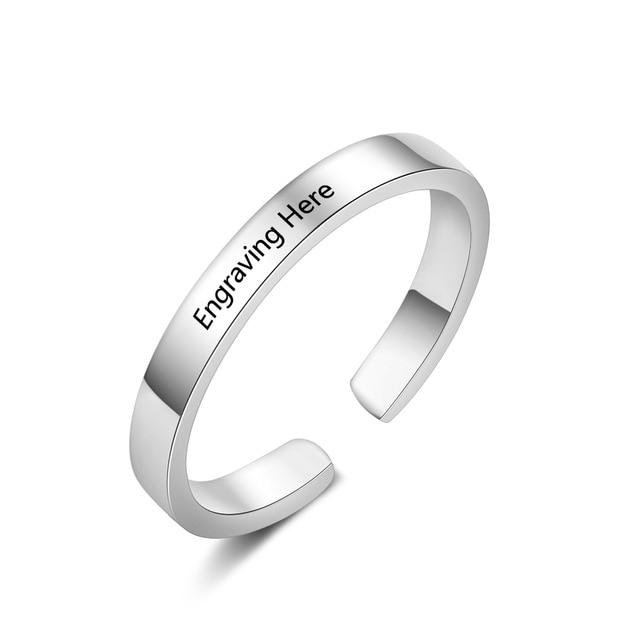 Classic Personalized Gift Engraved Name Stainless Steel Adjustable Rings-Customized Jewel