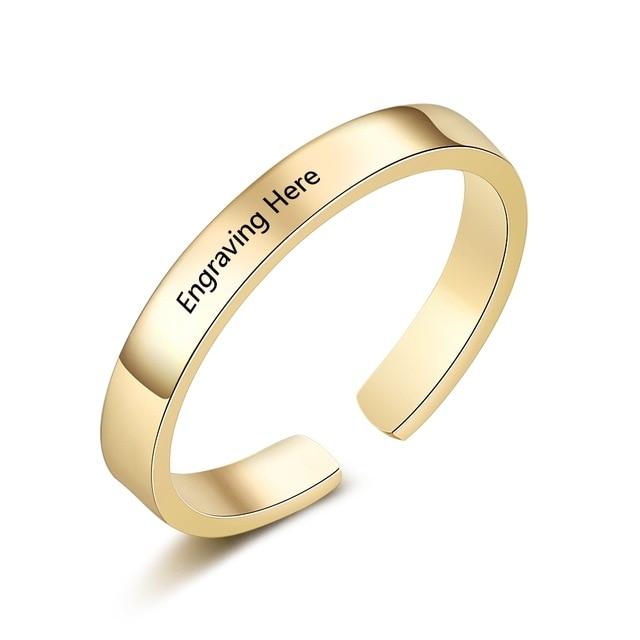 Classic Personalized Gift Engraved Name Stainless Steel Adjustable Rings-Customized Jewel