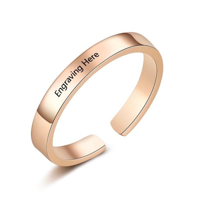 Classic Personalized Gift Engraved Name Stainless Steel Adjustable Rings-Customized Jewel