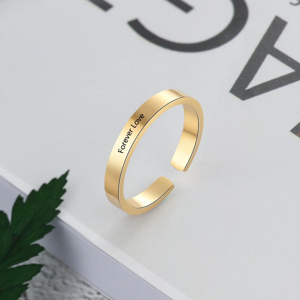 Classic Personalized Gift Engraved Name Stainless Steel Adjustable Rings-Customized Jewel
