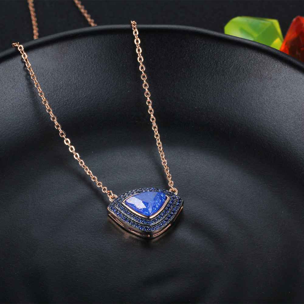 925 Sterling Silver Rose Gold Color Necklaces Cubic Zirconia Pendants For Women Lady Jewelry Trendy Choker-Customized Jewel
