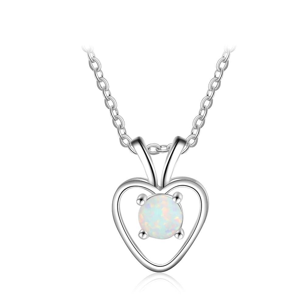 Women’s 925 Sterling Silver Necklace with Apple Shape Opal Stone Pendant, Trendy Party Jewelry Gift for Her-Customized Jewel