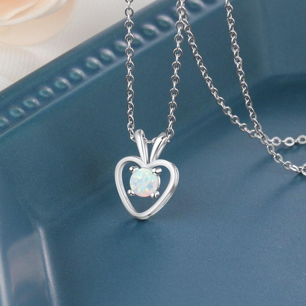 Women’s 925 Sterling Silver Necklace with Apple Shape Opal Stone Pendant, Trendy Party Jewelry Gift for Her-Customized Jewel