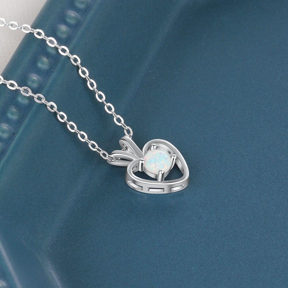Women’s 925 Sterling Silver Necklace with Apple Shape Opal Stone Pendant, Trendy Party Jewelry Gift for Her-Customized Jewel