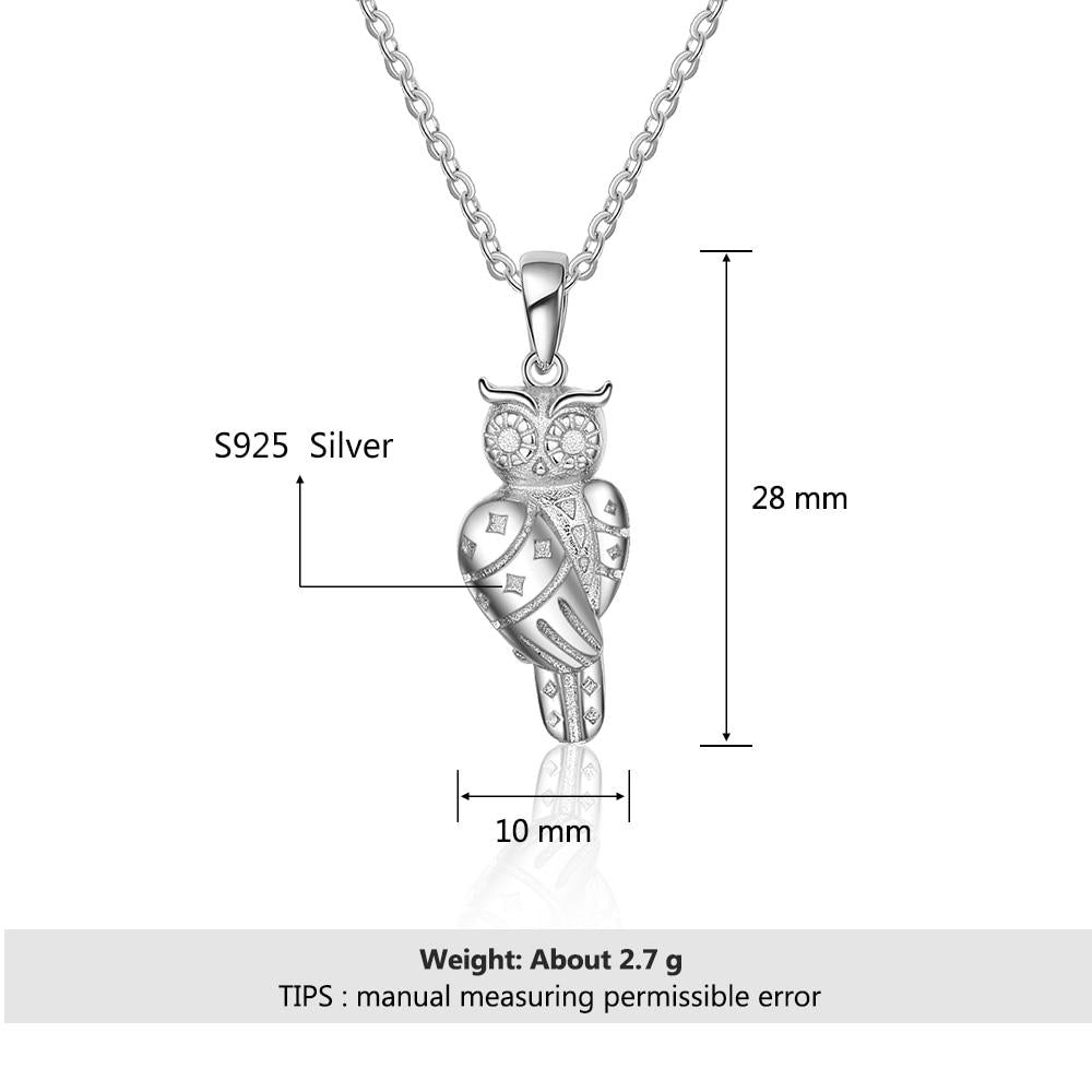 Fashion 925 Sterling Silver Necklace for Women with Owl Shape Pendant, Jewelry Gift for Her-Customized Jewel