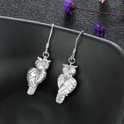 925 Sterling Silver Owl Design Drop Earrings - Women Fashion Jewelry - Gifts for Women-Customized Jewel