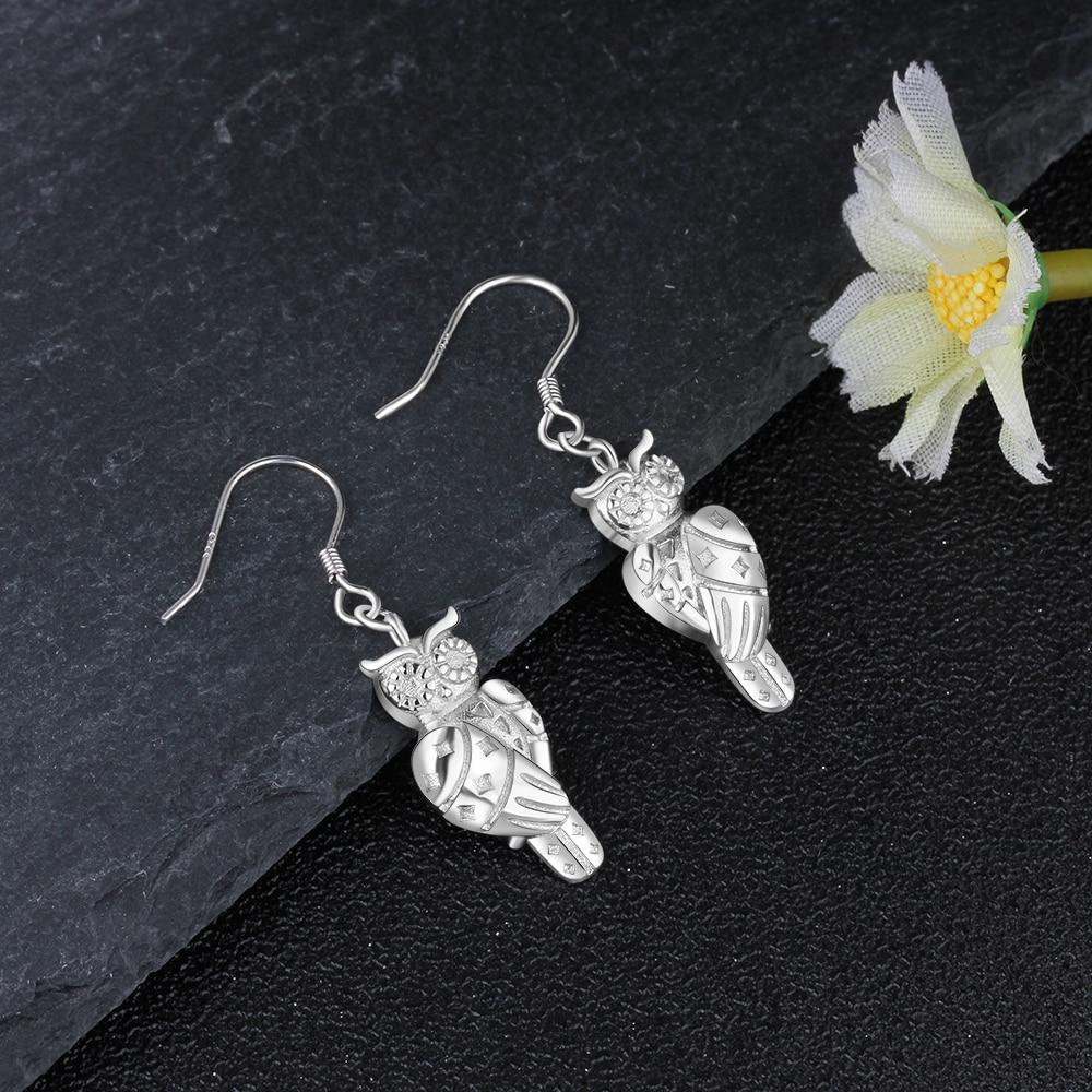 925 Sterling Silver Owl Design Drop Earrings - Women Fashion Jewelry - Gifts for Women-Customized Jewel