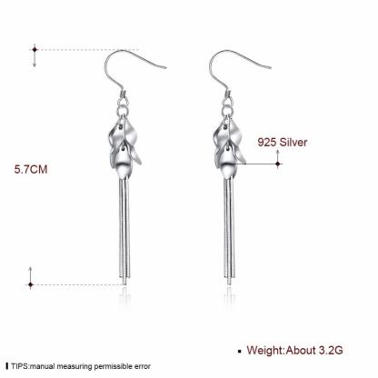 Leaves Shape 925 Sterling Silver Long Hook Earring, Fashion Party Jewelry for Women, Gift for Her-Customized Jewel