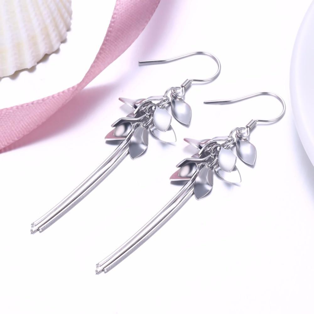 Leaves Shape 925 Sterling Silver Long Hook Earring, Fashion Party Jewelry for Women, Gift for Her-Customized Jewel