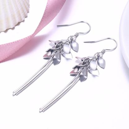Leaves Shape 925 Sterling Silver Long Hook Earring, Fashion Party Jewelry for Women, Gift for Her-Customized Jewel