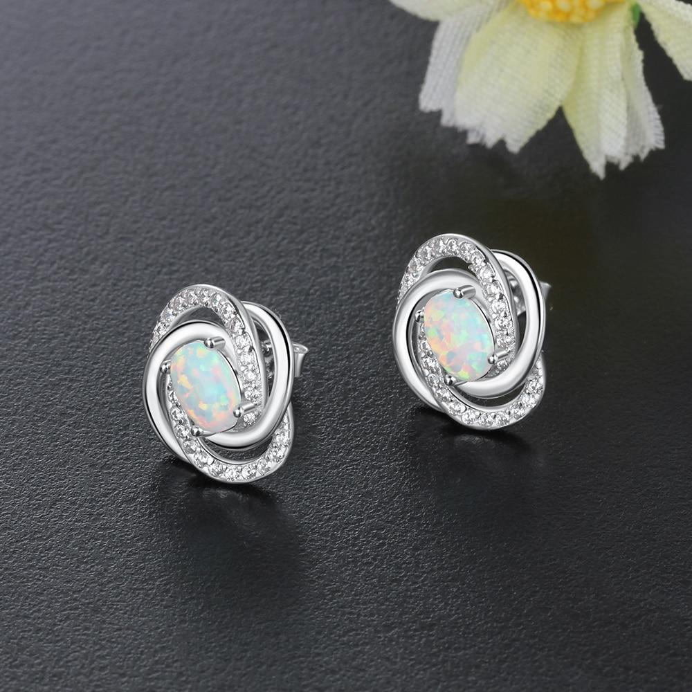 Spiral Pattern Shape Milky Opal Stone 925 Sterling Silver Stud Earring Fashion Women Earrings Gift For Her-Customized Jewel
