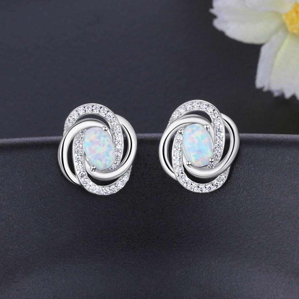 Spiral Pattern Shape Milky Opal Stone 925 Sterling Silver Stud Earring Fashion Women Earrings Gift For Her-Customized Jewel