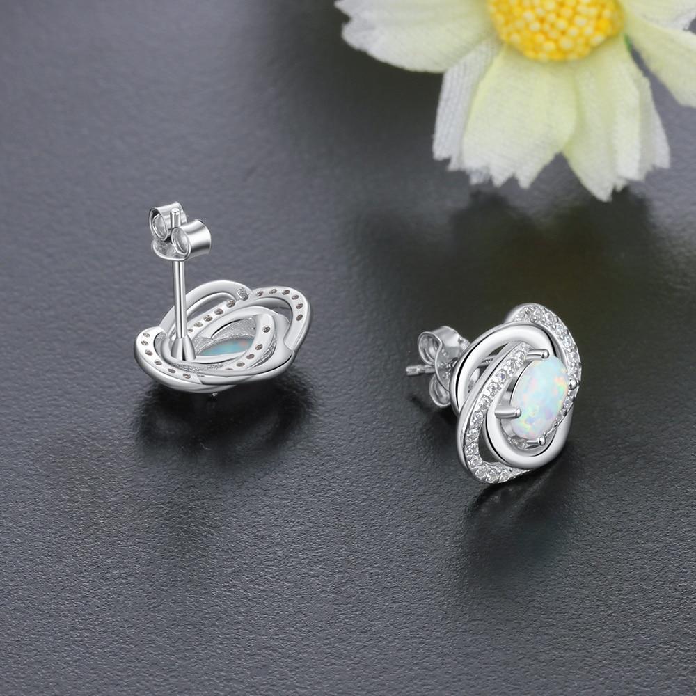 Spiral Pattern Shape Milky Opal Stone 925 Sterling Silver Stud Earring Fashion Women Earrings Gift For Her-Customized Jewel