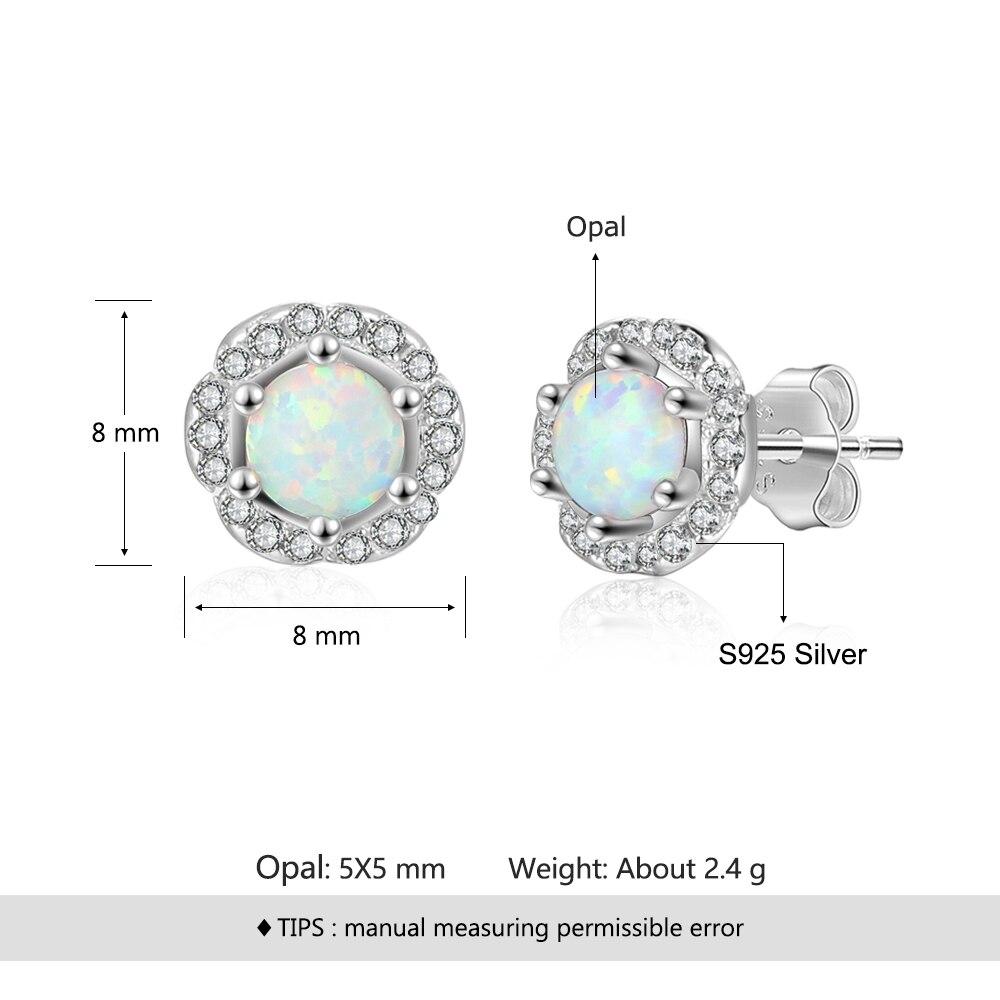 8mm Flower Shape Milky Opal Stone 925 Sterling Silver Stud Earring Fashion Women Earrings Gift For Her-Customized Jewel