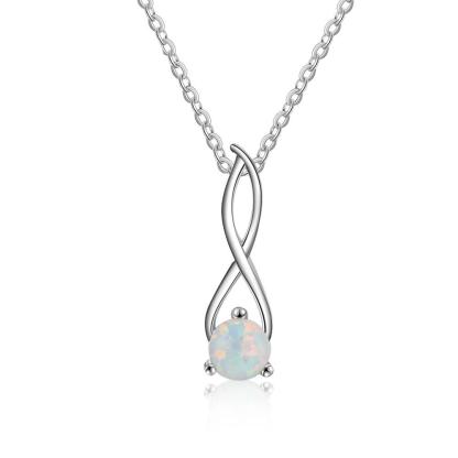 Women 925 Sterling Silver Infinity Pendant Necklace with Love Opal Stone, Party Jewelry-Customized Jewel