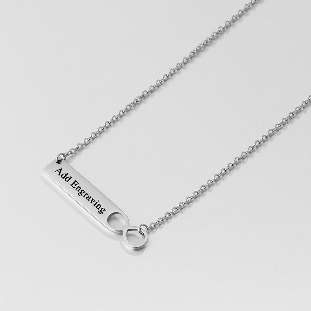 Personalized Infinity Custom Name Bar Necklace with Engrave Name Pendant for Women-Customized Jewel