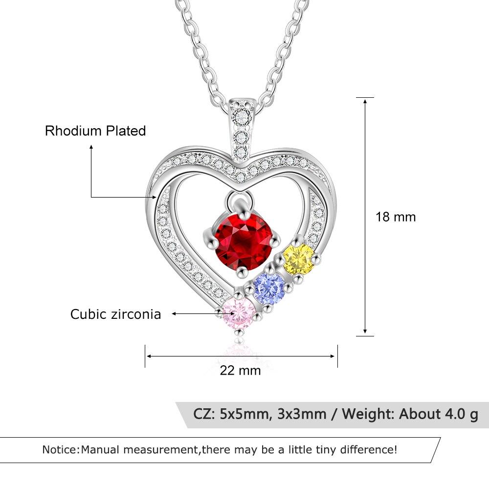 Personalized Heart Shaped Romantic Pendant Necklace for Lover, Customized Women’s Copper Necklace with 3 Birthstones, Trendy Jewelry Gift for Wife-Customized Jewel