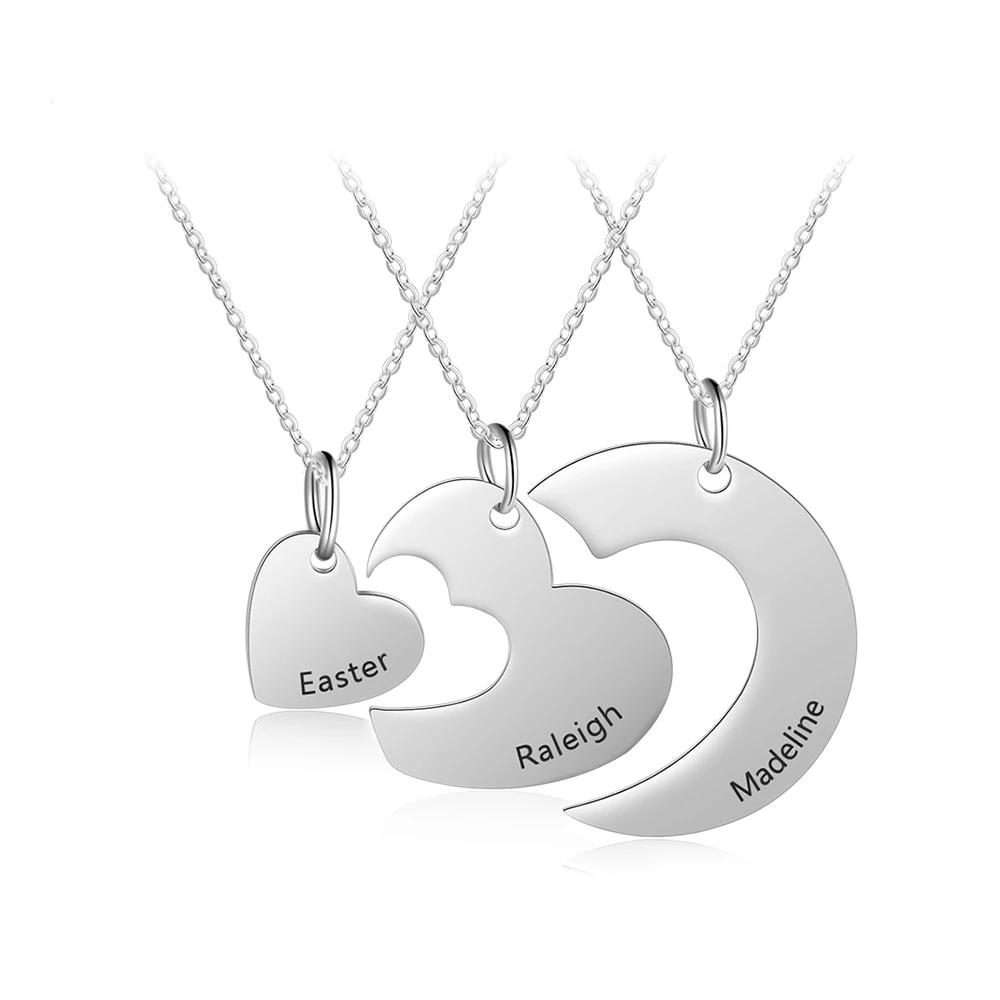 Personalized Stainless Steel Necklace for Women with 3 Custom Names Heart Pendant, Gift for BFF, Cousins & Siblings-Customized Jewel