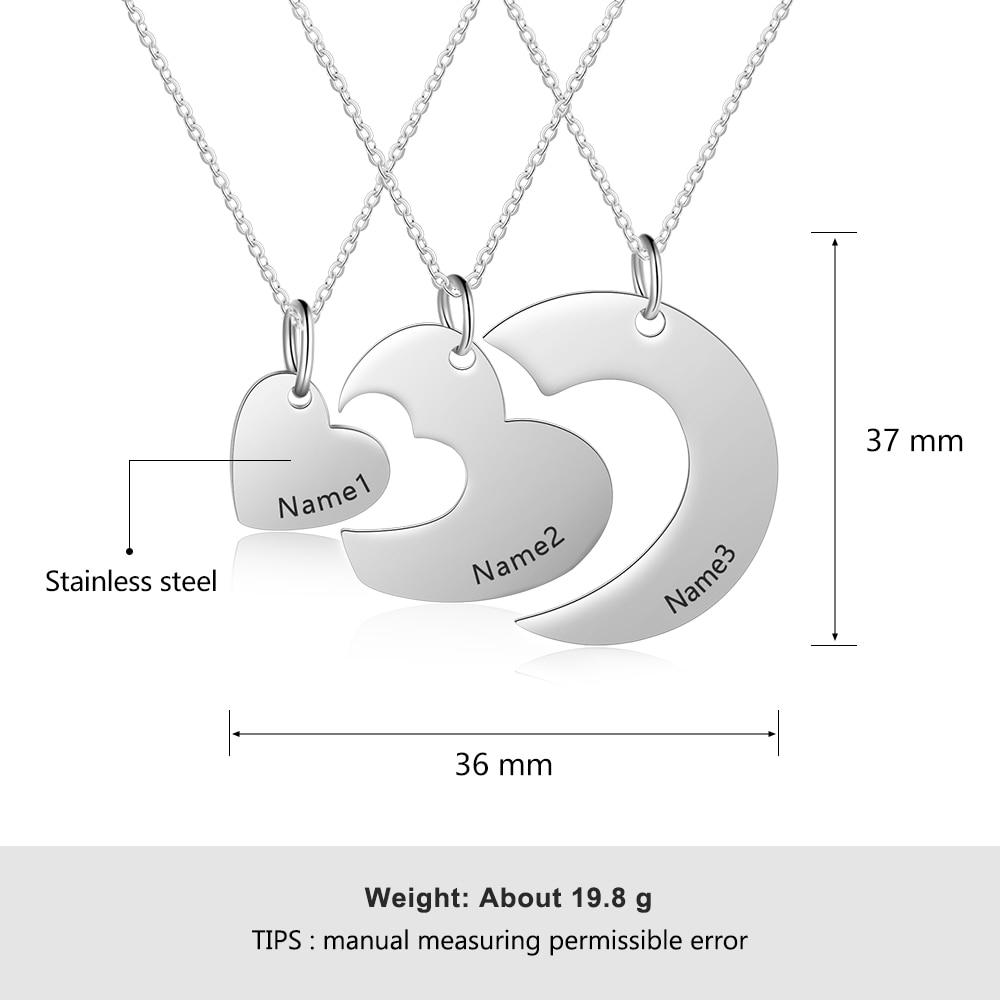 Personalized Stainless Steel Necklace for Women with 3 Custom Names Heart Pendant, Gift for BFF, Cousins & Siblings-Customized Jewel