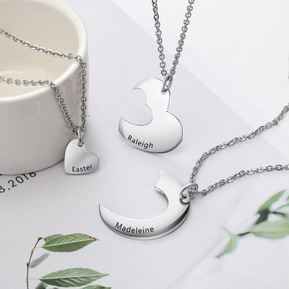 Personalized Stainless Steel Necklace for Women with 3 Custom Names Heart Pendant, Gift for BFF, Cousins & Siblings-Customized Jewel