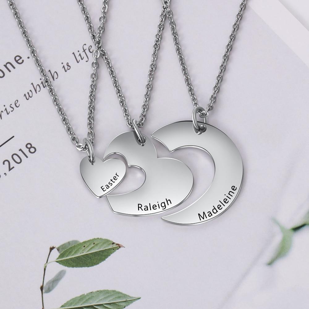 Personalized Stainless Steel Necklace for Women with 3 Custom Names Heart Pendant, Gift for BFF, Cousins & Siblings-Customized Jewel